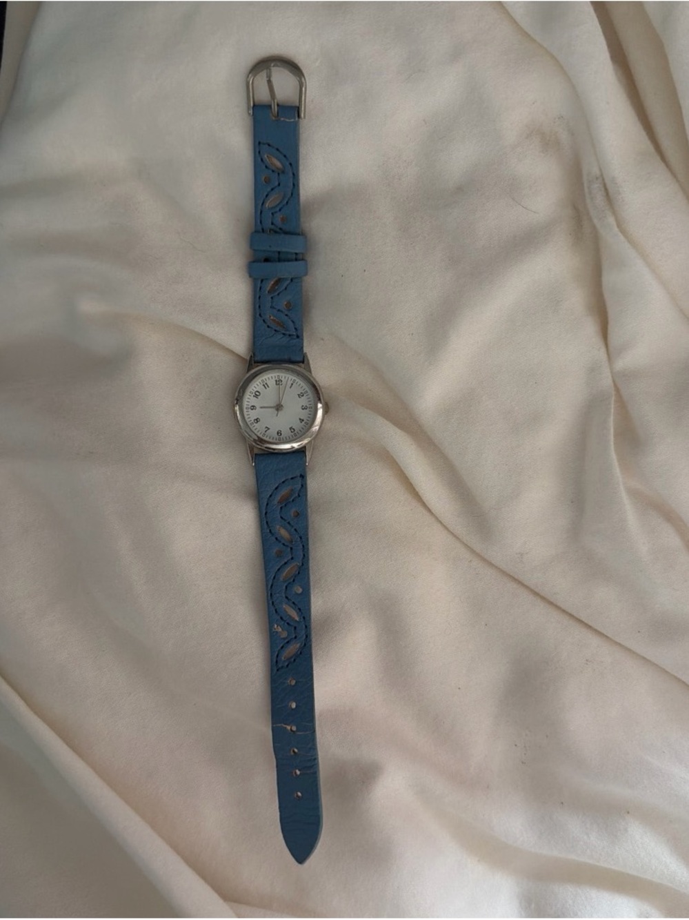 Blue Leather Women's Watch with Decorative Strap